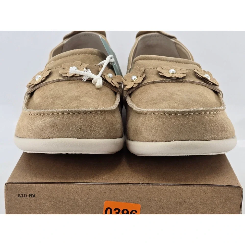 Revitalign Siesta Flower Slip-On Women 8.5D Tan Suede Loafers -New